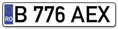 Placuta inmatriculare numar auto  B-776-AEX, B 776 AEX, B776AEX