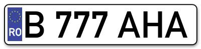 Placuta inmatriculare numar auto  B-777-AHA, B 777 AHA, B777AHA