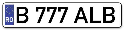 Placuta inmatriculare numar auto  B-777-ALB, B 777 ALB, B777ALB