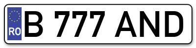 Placuta inmatriculare numar auto  B-777-AND, B 777 AND, B777AND
