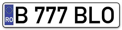 Placuta inmatriculare numar auto  B-777-BLO, B 777 BLO, B777BLO