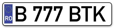 Placuta inmatriculare numar auto  B-777-BTK, B 777 BTK, B777BTK