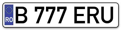 Placuta inmatriculare numar auto  B-777-ERU, B 777 ERU, B777ERU