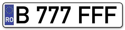 Placuta inmatriculare numar auto  B-777-FFF, B 777 FFF, B777FFF