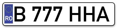 Placuta inmatriculare numar auto  B-777-HHA, B 777 HHA, B777HHA