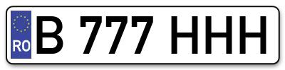 Placuta inmatriculare numar auto  B-777-HHH, B 777 HHH, B777HHH