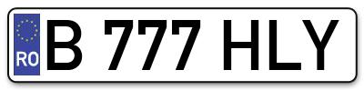 Placuta inmatriculare numar auto  B-777-HLY, B 777 HLY, B777HLY