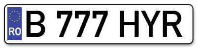 Placuta inmatriculare numar auto  B-777-HYR, B 777 HYR, B777HYR