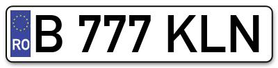 Placuta inmatriculare numar auto  B-777-KLN, B 777 KLN, B777KLN