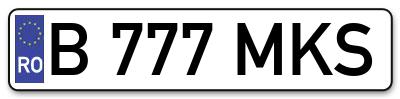 Placuta inmatriculare numar auto  B-777-MKS, B 777 MKS, B777MKS