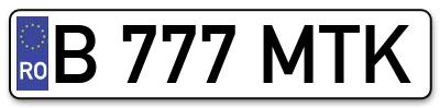 Placuta inmatriculare numar auto  B-777-MTK, B 777 MTK, B777MTK