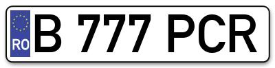 Placuta inmatriculare numar auto  B-777-PCR, B 777 PCR, B777PCR