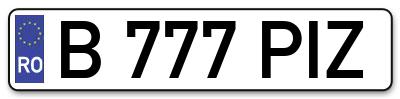 Placuta inmatriculare numar auto  B-777-PIZ, B 777 PIZ, B777PIZ