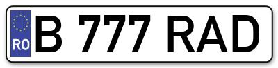 Placuta inmatriculare numar auto  B-777-RAD, B 777 RAD, B777RAD