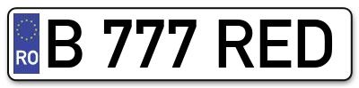 Placuta inmatriculare numar auto  B-777-RED, B 777 RED, B777RED