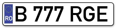 Placuta inmatriculare numar auto  B-777-RGE, B 777 RGE, B777RGE