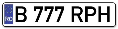 Placuta inmatriculare numar auto  B-777-RPH, B 777 RPH, B777RPH