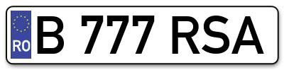 Placuta inmatriculare numar auto  B-777-RSA, B 777 RSA, B777RSA