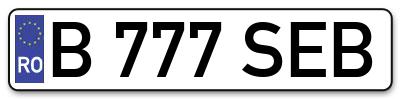 Placuta inmatriculare numar auto  B-777-SEB, B 777 SEB, B777SEB