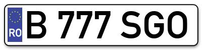 Placuta inmatriculare numar auto  B-777-SGO, B 777 SGO, B777SGO