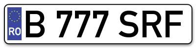 Placuta inmatriculare numar auto  B-777-SRF, B 777 SRF, B777SRF