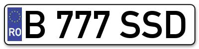 Placuta inmatriculare numar auto  B-777-SSD, B 777 SSD, B777SSD