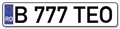 Placuta inmatriculare numar auto  B-777-TEO, B 777 TEO, B777TEO