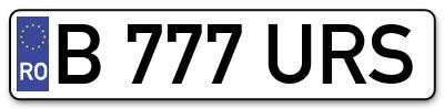 Placuta inmatriculare numar auto  B-777-URS, B 777 URS, B777URS