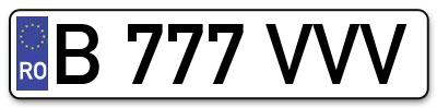 Placuta inmatriculare numar auto  B-777-VVV, B 777 VVV, B777VVV