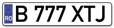 Placuta inmatriculare numar auto  B-777-XTJ, B 777 XTJ, B777XTJ
