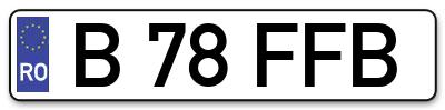 Placuta inmatriculare numar auto  B-78-FFB, B 78 FFB, B78FFB
