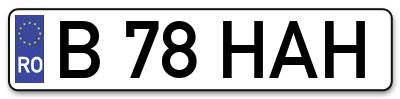 Placuta inmatriculare numar auto  B-78-HAH, B 78 HAH, B78HAH