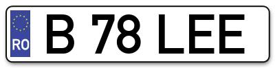 Placuta inmatriculare numar auto  B-78-LEE, B 78 LEE, B78LEE