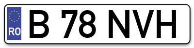 Placuta inmatriculare numar auto  B-78-NVH, B 78 NVH, B78NVH