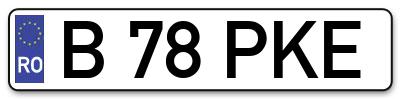 Placuta inmatriculare numar auto  B-78-PKE, B 78 PKE, B78PKE