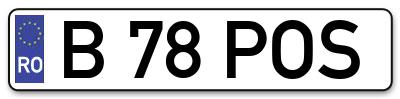 Placuta inmatriculare numar auto  B-78-POS, B 78 POS, B78POS