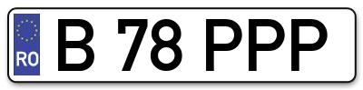 Placuta inmatriculare numar auto  B-78-PPP, B 78 PPP, B78PPP