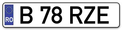 Placuta inmatriculare numar auto  B-78-RZE, B 78 RZE, B78RZE