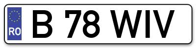 Placuta inmatriculare numar auto  B-78-WIV, B 78 WIV, B78WIV