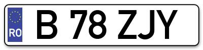 Placuta inmatriculare numar auto  B-78-ZJY, B 78 ZJY, B78ZJY
