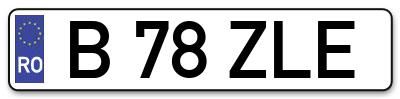 Placuta inmatriculare numar auto  B-78-ZLE, B 78 ZLE, B78ZLE