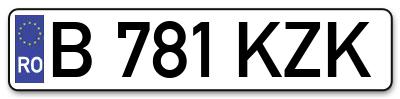 Placuta inmatriculare numar auto  B-781-KZK, B 781 KZK, B781KZK