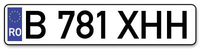 Placuta inmatriculare numar auto  B-781-XHH, B 781 XHH, B781XHH