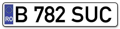Placuta inmatriculare numar auto  B-782-SUC, B 782 SUC, B782SUC