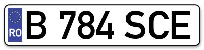 Placuta inmatriculare numar auto  B-784-SCE, B 784 SCE, B784SCE