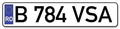 Placuta inmatriculare numar auto  B-784-VSA, B 784 VSA, B784VSA