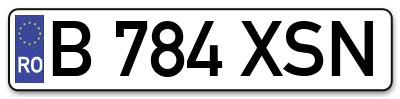 Placuta inmatriculare numar auto  B-784-XSN, B 784 XSN, B784XSN