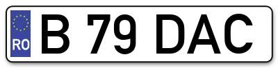 Placuta inmatriculare numar auto  B-79-DAC, B 79 DAC, B79DAC