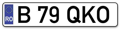 Placuta inmatriculare numar auto  B-79-QKO, B 79 QKO, B79QKO