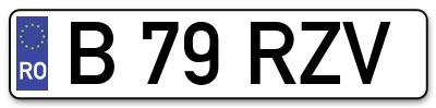 Placuta inmatriculare numar auto  B-79-RZV, B 79 RZV, B79RZV